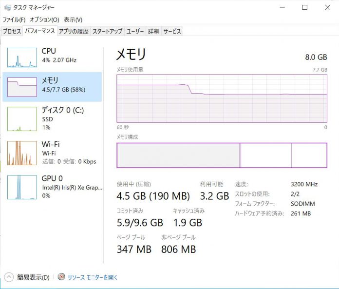 パソコン メモリ8GB